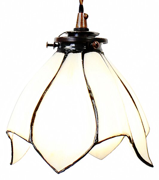 Clayre & Eef lampada a sospensione Tiffany Ø 18x115 cm vetro bianco marrone