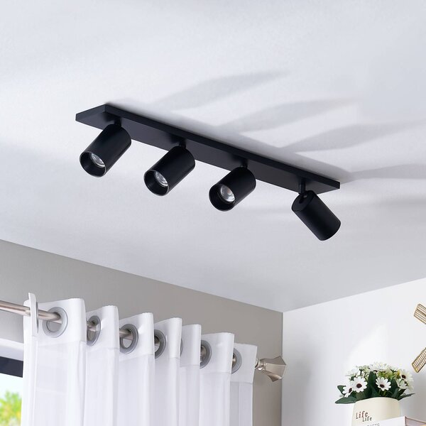 Arcchio Faretto Brinja, nero, lunghezza 65 cm, Ø 7 a 4 luci. Brinja Arcchio, dimmerabile, Nero, Soggiorno / Sala da pranzo, Alluminio, Moderno, Faretto