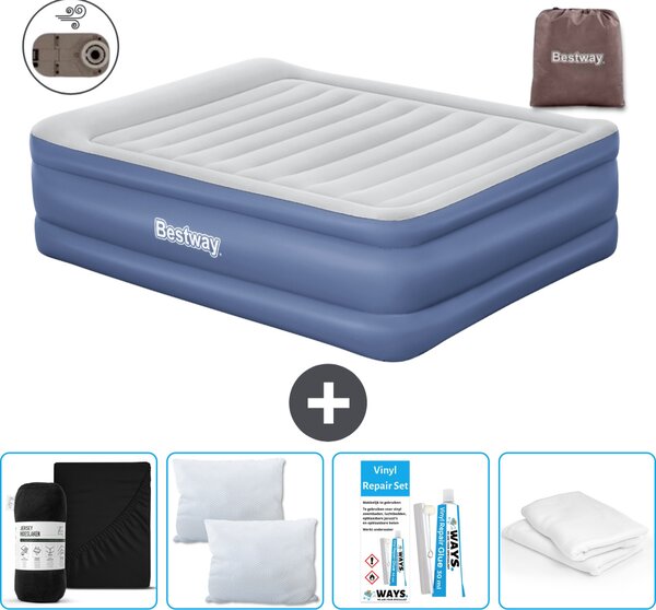 Materasso gonfiabile Bestway - 2 persone - 152 x 203 x 61 cm - Grigio/Blu - Accessori inclusi