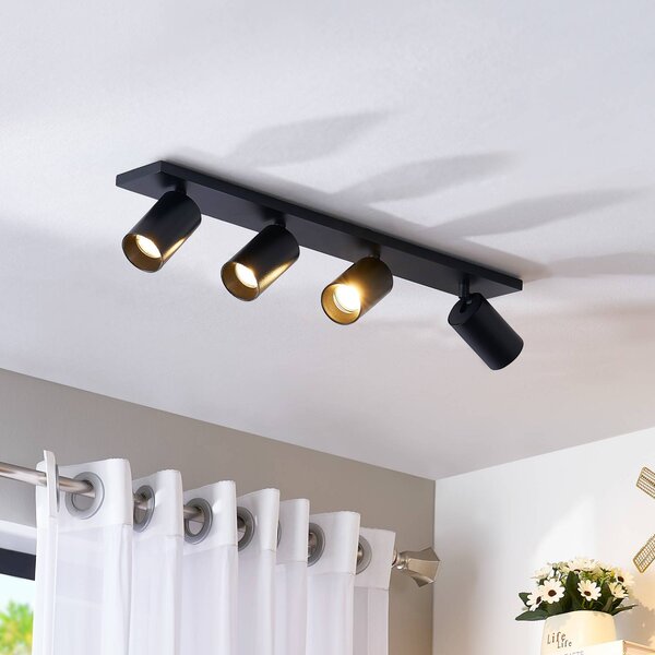 Arcchio Faretto Brinja, nero, lunghezza 65 cm, Ø 7 a 4 luci. Brinja Arcchio, dimmerabile, Nero, Soggiorno / Sala da pranzo, Alluminio, Moderno, Faretto