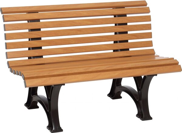 Panchina da giardino Blome Amrum a 2 posti, in plastica di facile manutenzione, con 13 profili multicamera, 2 piedi e schienale, aspetto legno