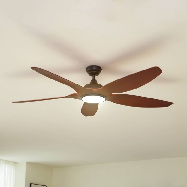 Ventilatore da soffitto Lucande LED Omendo, nero, DC, silenzioso, CCT Omendo Lucande, dimmerabile, Nero, Soggiorno / Sala da pranzo, Metallo, Moderno