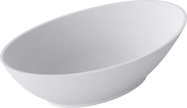 Doporro Lavabo da Appoggio, Lavandino Bagno 62.5x34.5x17.5cm, Lavabo Ovale da Minerale Fuso Colossum807, Biano Opaco