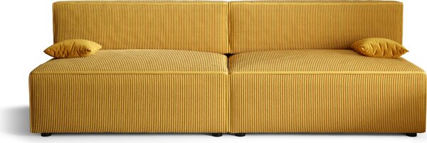 Divano letto Alvito X2, colore: giallo miele. Materiale: velluto a coste. A: L: 272 cm, A: 85 cm, L: 94 cm, divano con rete e funzione letto, divano letto, divano letto, divano letto, divano letto