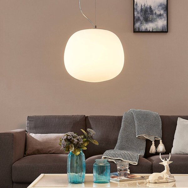 Lampada a sospensione in vetro Lindby, dimmerabile, Bianco / Opale, Cucina, Vetro, Moderno, Lampada a sospensione