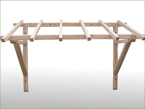 Tettoia in legno 120x205 cm Copertura per porta d'ingresso Tetto a falda unica Resistente alle intemperie