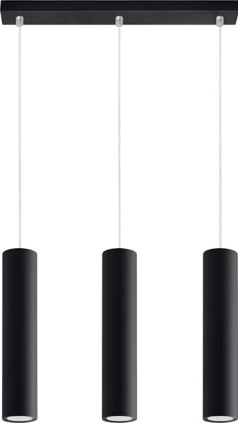 Lampada a sospensione LAGOS 3L nero 3xGU10 10W acciaio 90x6x45cm Sollux Lighting