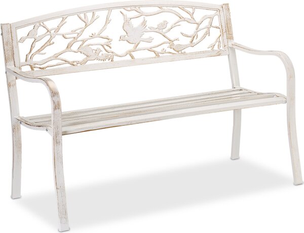 Panca da giardino relaxdays 10030989_1255 metallo bianco/bronzo 127,0 cm