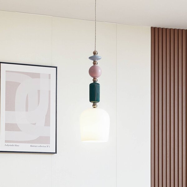 Lampada a sospensione in vetro Ysoria Lindby, dimmerabile, Multicolore, Soggiorno / Sala da pranzo, Ceramica, Design, Lampada a sospensione