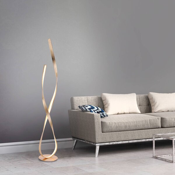 Paul Neuhaus Lampada da terra a LED Linda, dimmerabile, Ottone / Oro, Soggiorno / Sala da pranzo, Metallo, Lampada LED da terra