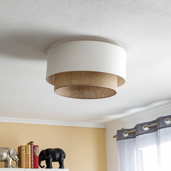 Plafoniera soffitto Boho Duolla, dimmerabile, Crema / Ambra, Camera da letto, Tessuto / Stoffa / Seta, Plafoniera