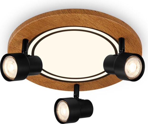 BRILONER HUNI Plafoniera LED, orientabile, commutabile separatamente, luce bianca calda, nera, 30 x 15,5 cm