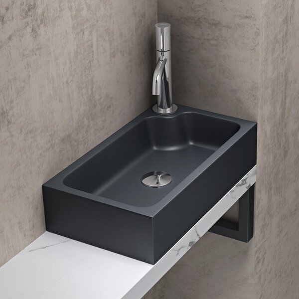 Doporro Lavabo da Appoggio, Lavandino Bagno 46x26x11 cm, Lavabo da Minerale fuso Colossum101, Antracite opaco