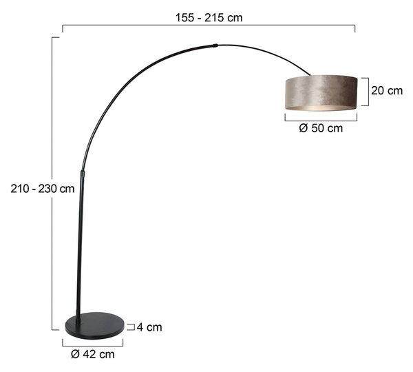Steinhauer Lampada ad arco Sparkled Light, Nero, Soggiorno / Sala da pranzo, Metallo, Moderno, Lampada da terra