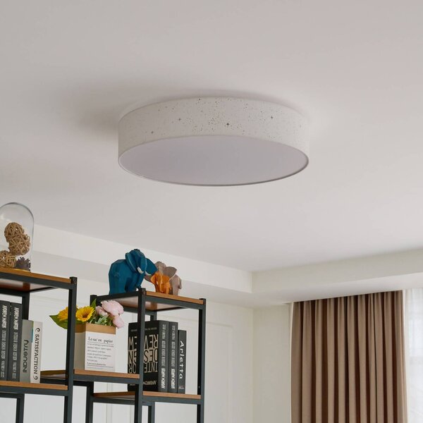 Plafoniera a LED Ellamina Lindby, dimmerabile, Bianco / Opale, Soggiorno / Sala da pranzo, Tessuto / Stoffa / Seta, Moderno, Plafoniera LED