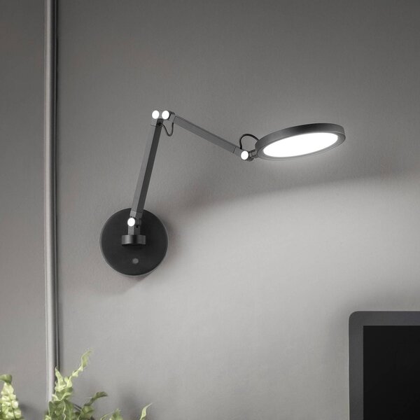Fabas Luce Applique da parete a LED Regina, dimmerabile, Nero, Camera da letto, Metallo, Moderno, Applique a LED