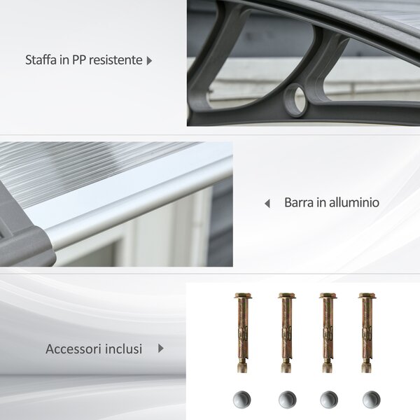 Outsunny Tettoia Moderna in Policarbonato, Alluminio e PP per Balconi, Finestre e Porte, 110x60x18 cm|Aosom