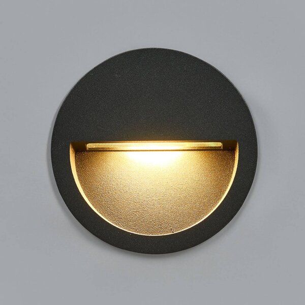 Lucande applique a LED da incasso Loya, Ø 11,5 cm, grigio, IP54 Loya, Nero, Alluminio, Moderno, Applique da esterni