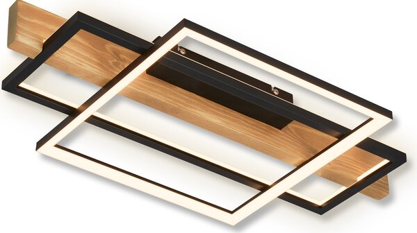 Briloner Cadre LED lampada da soffitto, retroilluminata, decorazione in legno, nero-legno