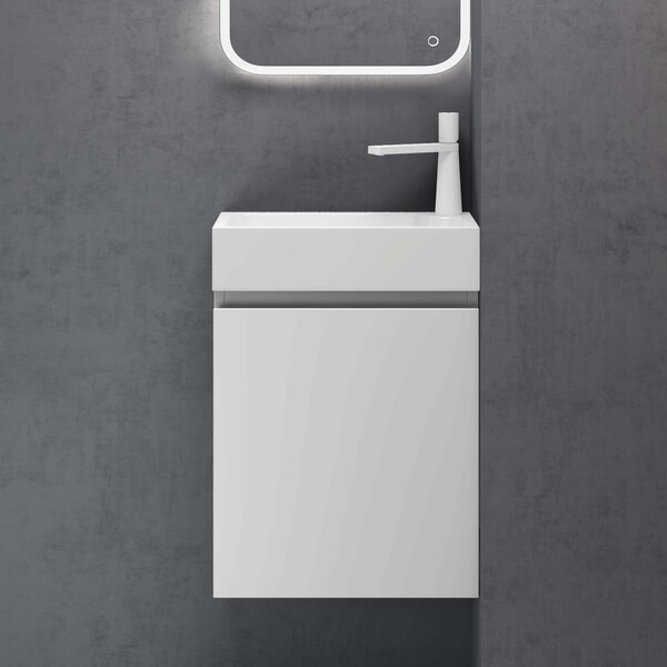 Doporro Mobile Bagno Sospeso con Lavabo Set di Mobili da Bagno, Mobile Sottolavabo per WC Ospiti 46x26x63cm Bianco opaco, Seria Pisa02
