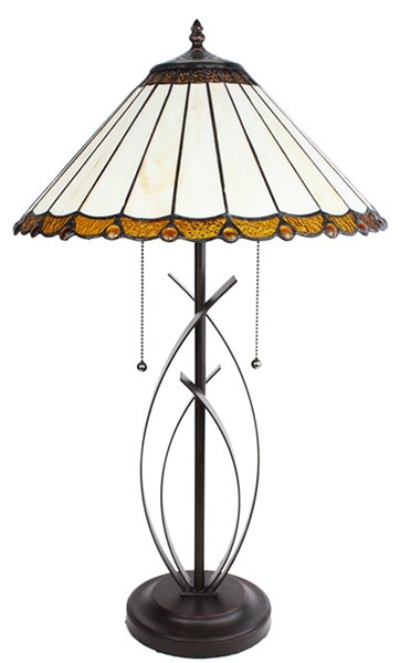 Clayre & Eef Lampada da tavolo Tiffany Ø 41x69 cm Vetro beige marrone