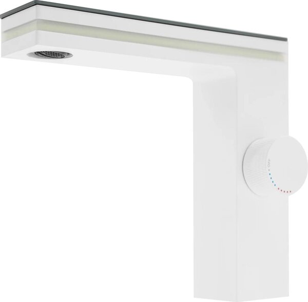 Rubinetto da lavabo - Display LED - Caldo/freddo - Montaggio a parete - Corpo in metallo - Cartuccia in Vetroceramica - 2 tubi flessibili - Bianco