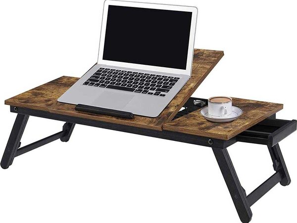 Scrivania per laptop per letto/divano con piano inclinabile e gambe regolabili in altezza