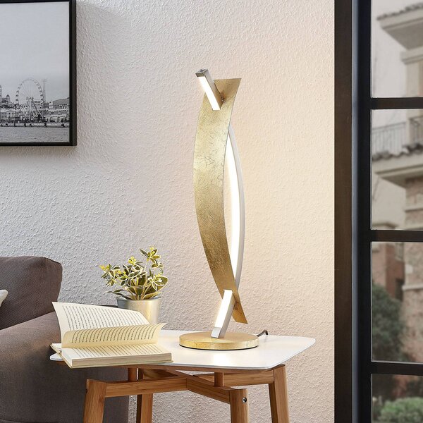 Lampada da tavolo a LED Marija Lucande, dimmerabile, Ottone / Oro, Soggiorno / Sala da pranzo, Metallo, Moderno, Lampada da tavolo LED