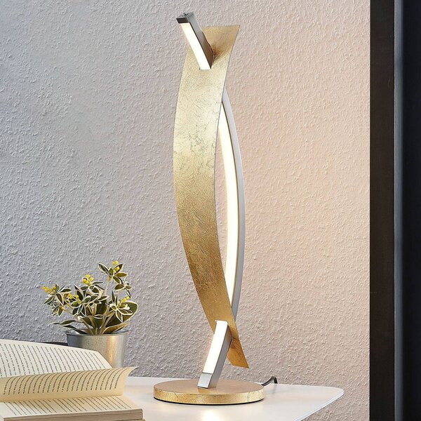 Lampada da tavolo a LED Marija Lucande, dimmerabile, Ottone / Oro, Soggiorno / Sala da pranzo, Metallo, Moderno, Lampada da tavolo LED