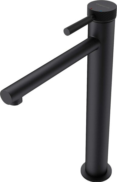 Doporro Rubinetto Monocomando per Lavabo Alto a Cascata, Miscelatore Regolabile con Acqua Calda e Fredda in Ottone Nero Opaco H 30,5 cm WAO-7601