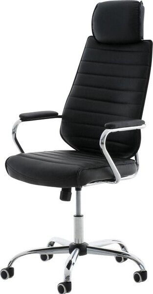Sedia ergonomica per ufficio - Sedia da ufficio - Seduta regolabile in altezza, Pelle finta | Colore: Nero