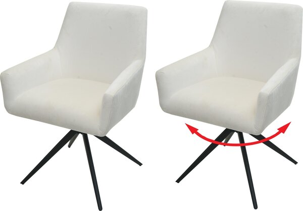 Set di 2 sedie per sala da pranzo HWC-L91, sedia da cucina con bracciolo girevole a posizione automatica in tessuto MVG ~ crema-beige
