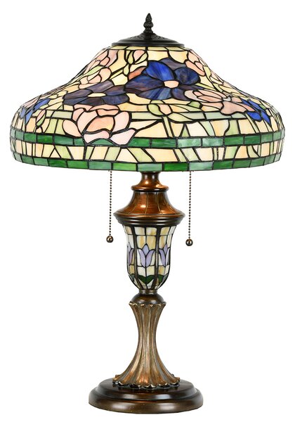 Lampada da tavolo Tiffany Clayre & Eef Ø 46x60 cm Fiori di vetro verde beige