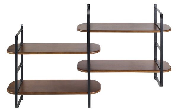 Mensola da parete in legno massello di mango tinto e metallo nero L122 cm AKINA