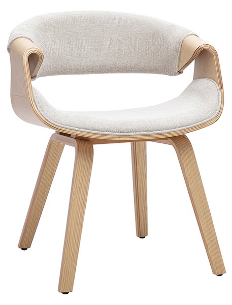 Sedia di design in tessuto effetto velluto testurizzato beige e legno chiaro ARAMIS