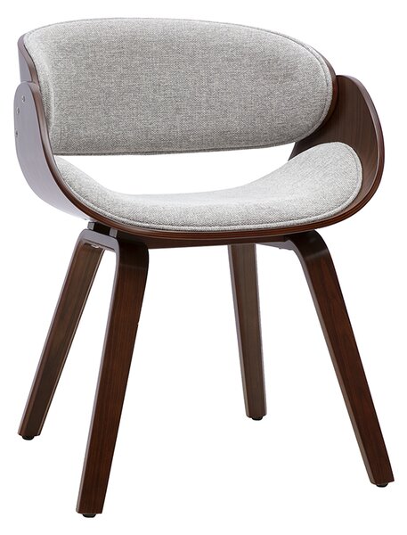 Sedia di design in tessuto effetto velluto testurizzato grigio e legno scuro BENT