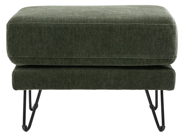 Pouf poggiapiedi in tessuto effetto velluto verde kaki e metallo OSLO