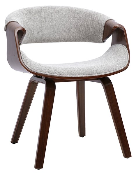Sedia di design in tessuto effetto velluto testurizzato grigio e legno scuro ARAMIS