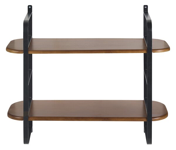 Mensola da parete in legno massello di mango tinto e metallo nero L70 cm AKINA