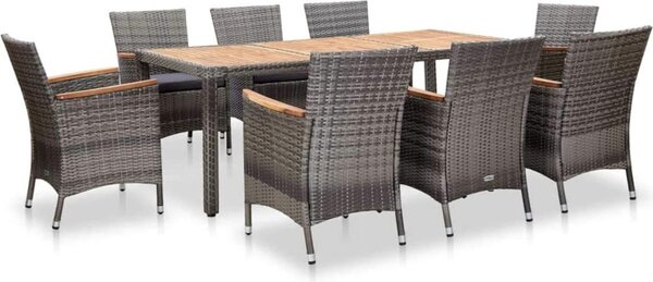 Set di sedute da giardino Tidyard 9 pezzi, set di mobili da giardino in polyrattan, set da pranzo per 8 persone, tavolo da giardino con sedie, gruppo da giardino, set di sedute
