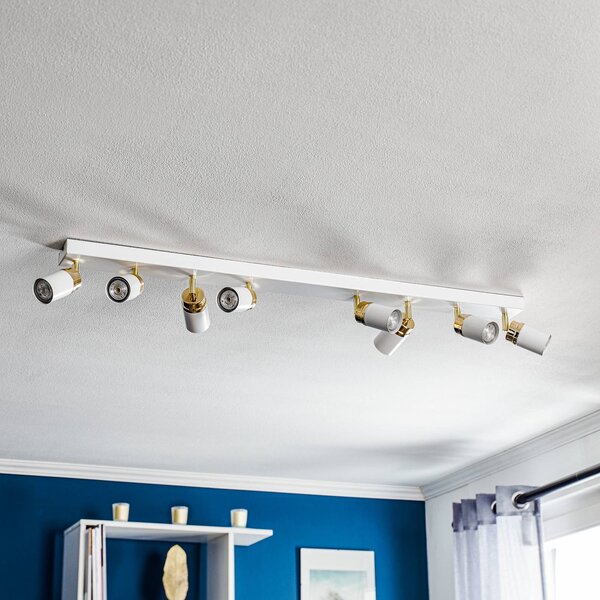Luminex Faretto da soffitto Rondo bianco/oro a 8 luci