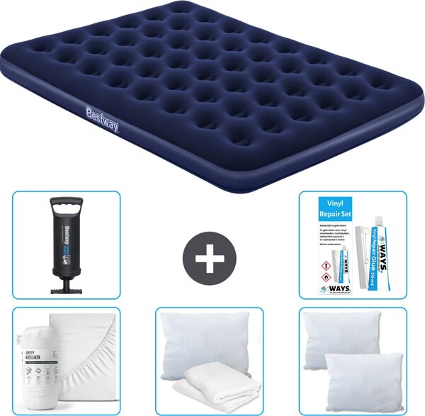 Materasso gonfiabile Bestway - 2 persone - 152 x 203 x 22 cm - Blu - Accessori inclusi
