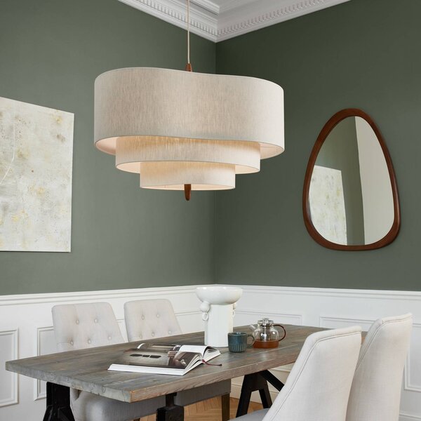 MARKET SET Lampada a sospensione Pebble, dimmerabile, Crema / Ambra, Soggiorno / Sala da pranzo, Tessuto / Stoffa / Seta, Design, Lampada a sospensione