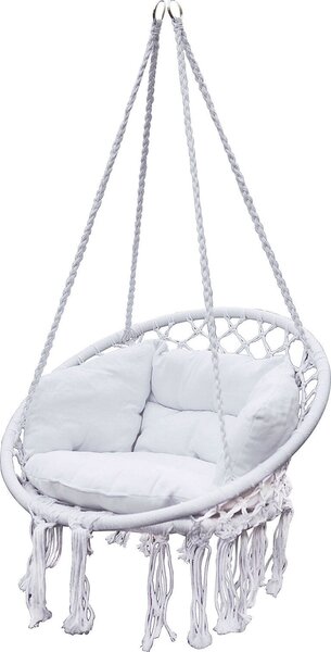 Poltrona sospesa Relax 80 x 60 cm - bianco - cesto sospeso con cuscino incluso per uso interno ed esterno