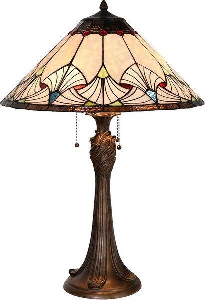 Clayre & Eef Lampada da tavolo Tiffany Ø 51x78 cm Vetro blu beige