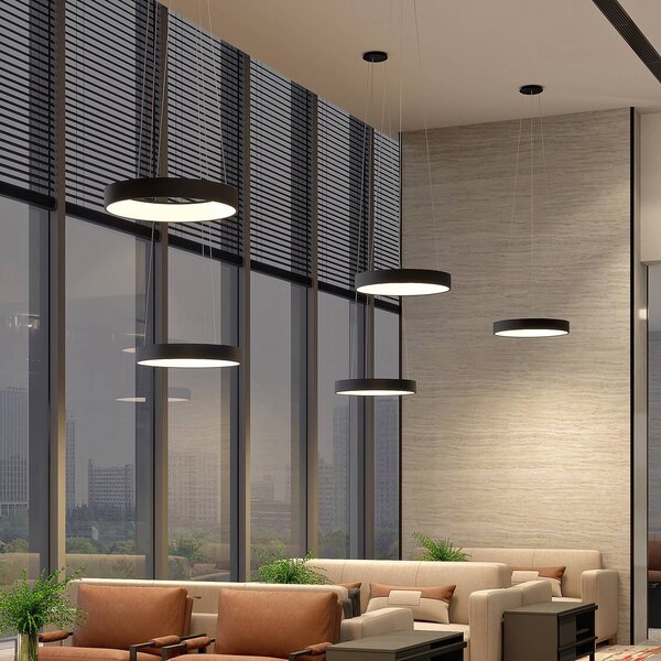 Arcchio lampada LED a sospensione Aleksi, Ø 60 cm, nero, metallo, CCT Aleksi Arcchio, dimmerabile, Nero, Cucina, Metallo, Moderno