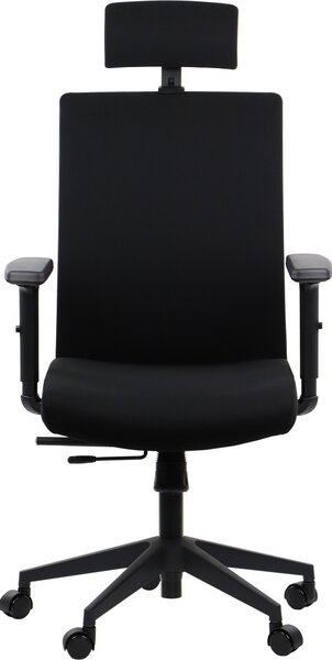 Sedia da ufficio ergonomica girevole RIVERTON F/H, braccioli regolabili, poggiatesta, seduta scorrevole (avanti-indietro), nero