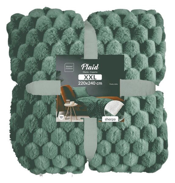 Coperta verde in micropile 220x240 cm Frosty – douceur d'intérieur