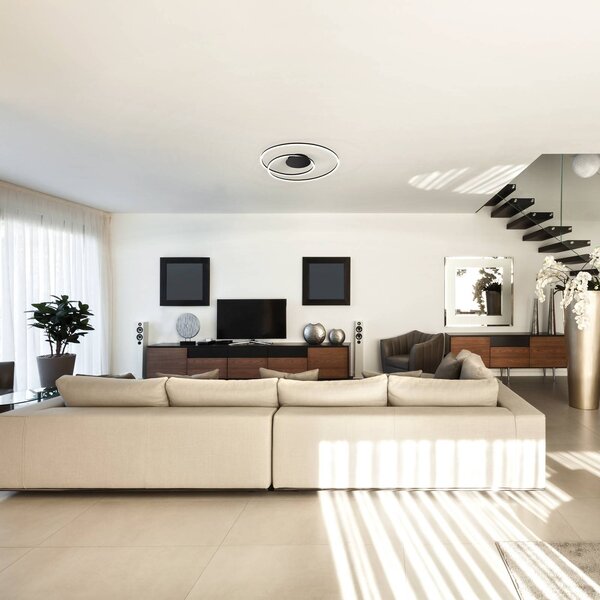 FISCHER & HONSEL Plafoniera soffitto HOLY, dimmerabile, Nero, Soggiorno / Sala da pranzo, Metallo, Moderno, Plafoniera