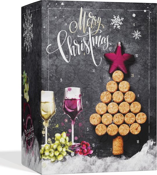 UMBRELLA® Calendario dell'Avvento del Vino 2025 - 24 tipi di vino (bianco, rosso, rosé) per donne e uomini, esclusivo calendario natalizio, Germany